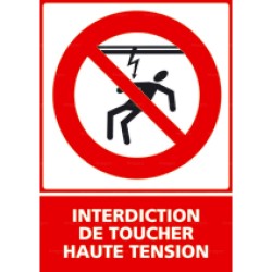 Panneau vertical Interdiction de toucher haute tension 1