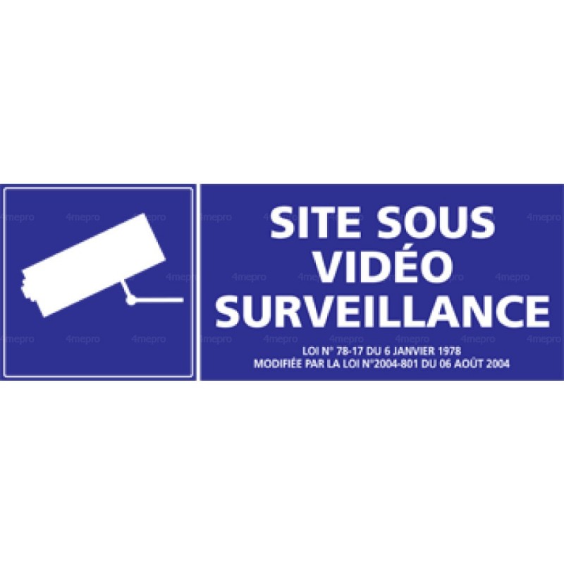 Panneau ATTENTION MAISON SOUS VIDEO SURVEILLANCE format 98 x 200 mm fond  OR - Alarme et vidéosurveillance (4318336)