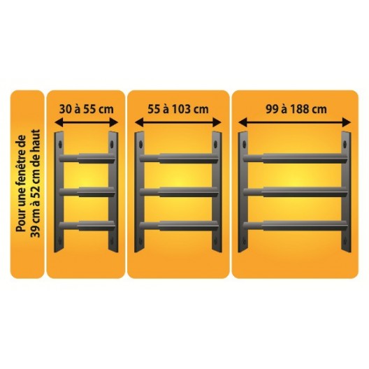 Grille de défense télescopique de 55 à 103 cm de long pour fenêtre de 39 à 52 cm de haut